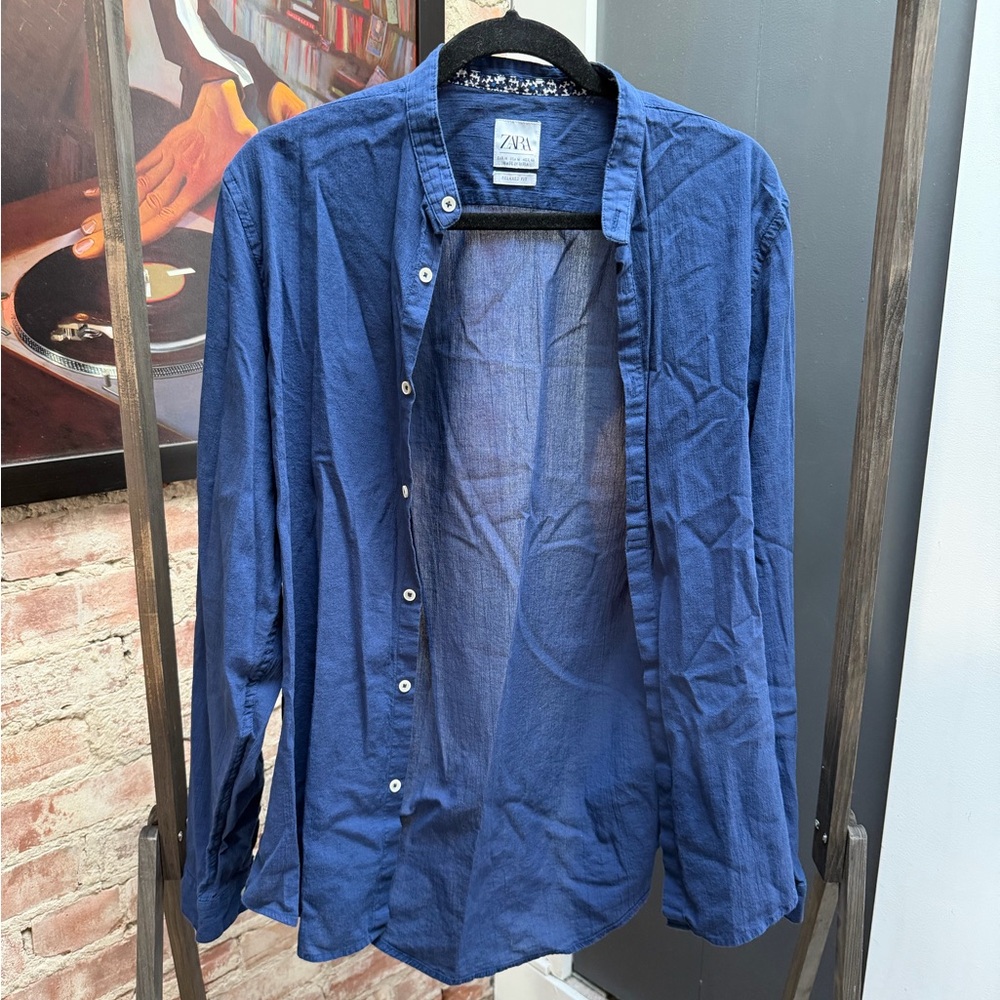 Zara Men's Lightweight Blue Shirt Jacket